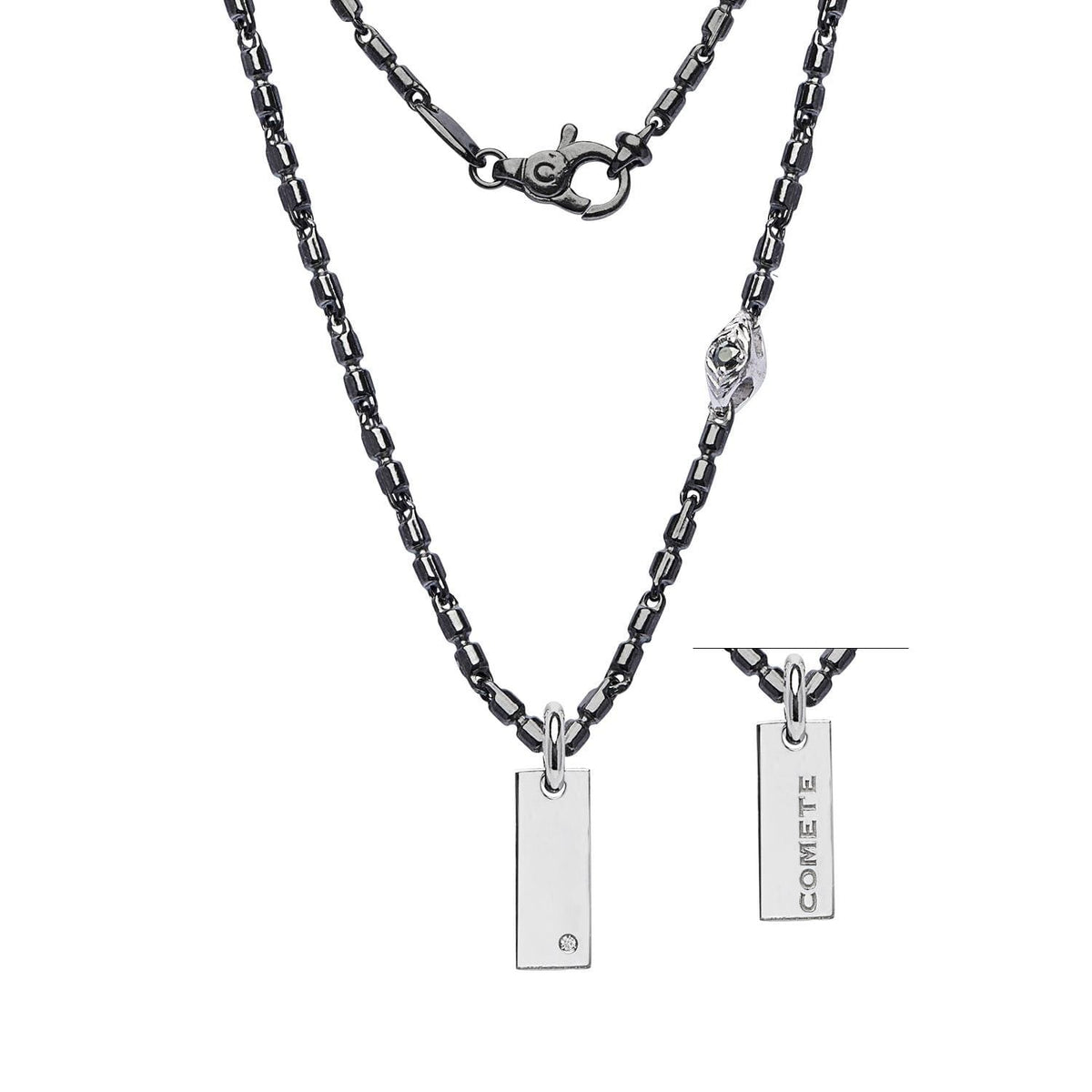 Comete Girocollo in Argento brunito e lucido, Diamante, Spinelli neri – UGL753