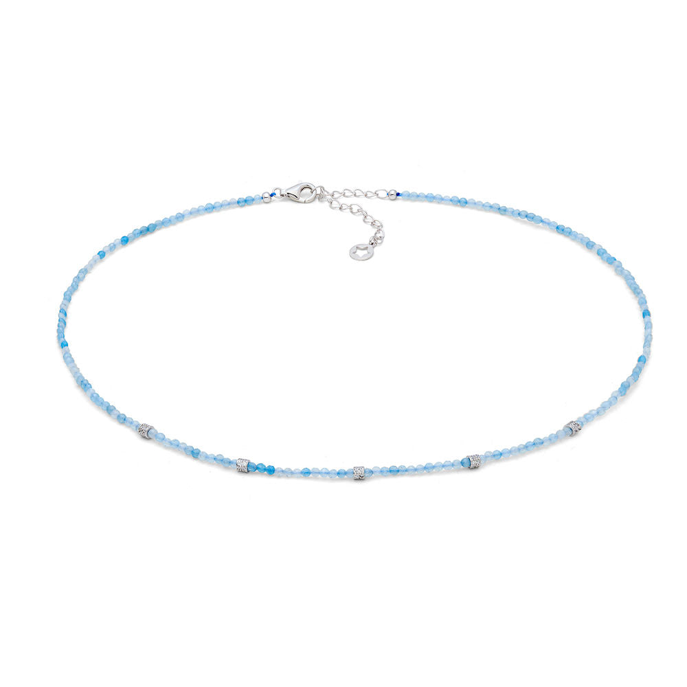 Comete Girocollo in Argento con acquamarina e zirconi – GLA293