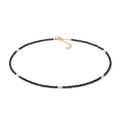 Comete Girocollo in Argento dorato con radice di zaffiro blu e perle – GLA287