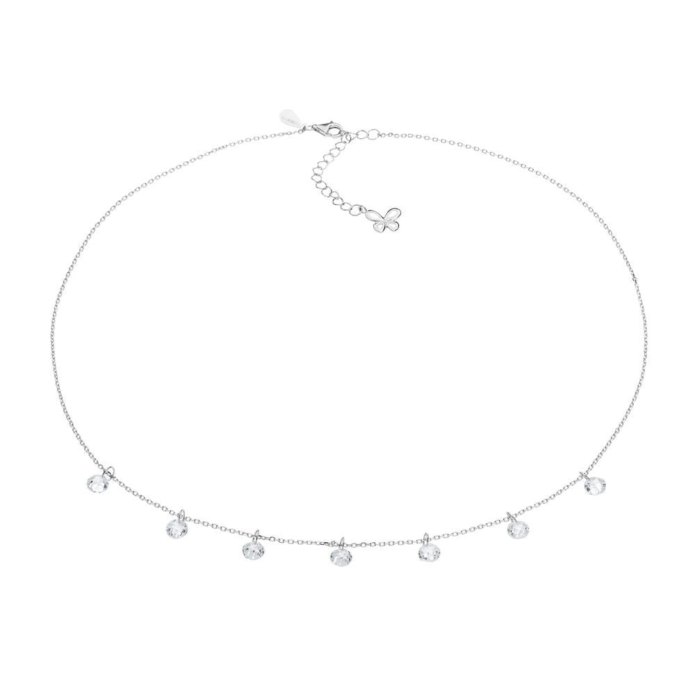 Comete Girocollo in Argento e cristalli briolette bianchi – GLA168