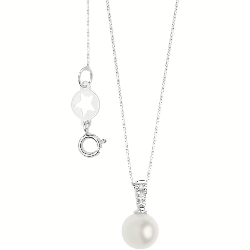 Comete Girocollo punto luce in Oro 18KT, Diamante bianco e Perla coltivata – GLP624