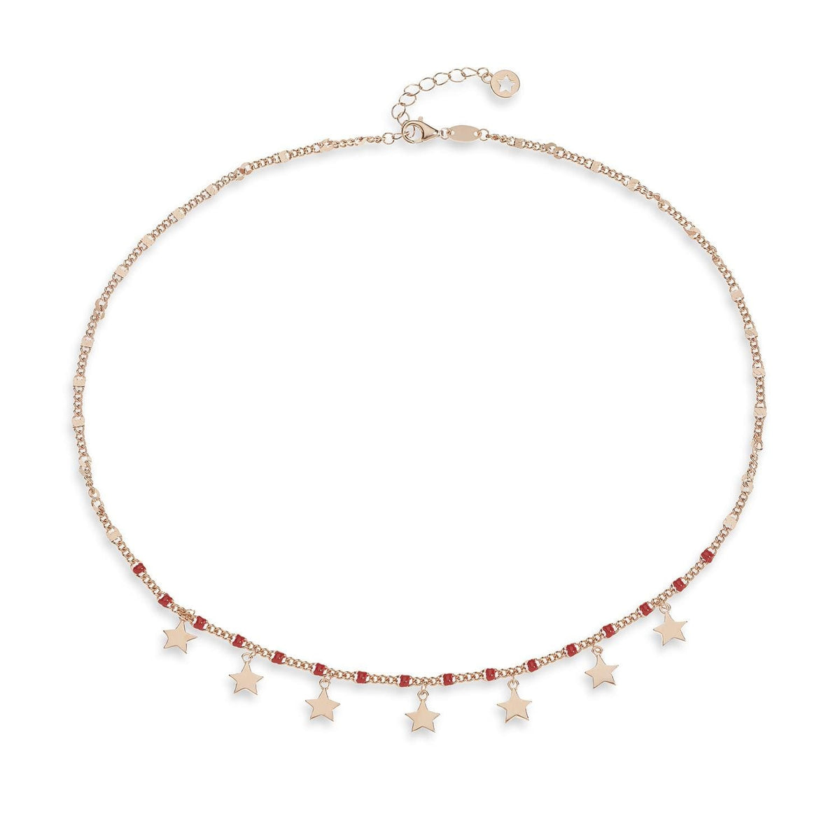 Comete Girocollo Stella in Argento rosè con smalto rosso – GLA251