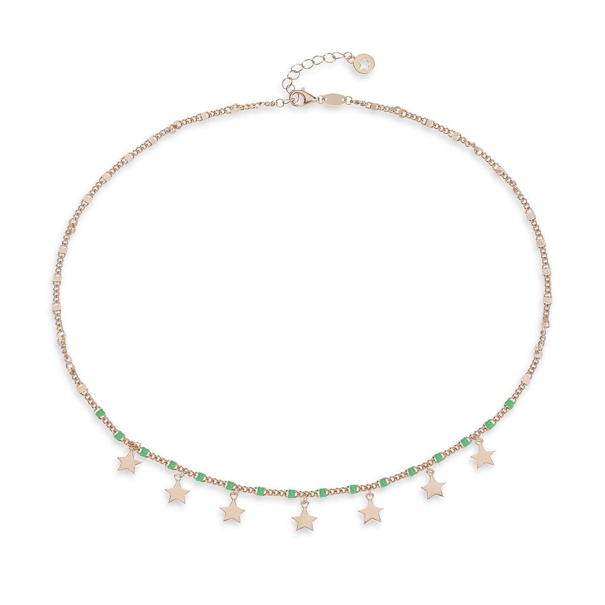 Comete Girocollo Stella in Argento rosè con smalto verde – GLA253