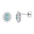 Comete Orecchini con contorno in Oro 18KT, Diamanti bianchi e Acquamarina ovale 6x4 mm – ORQ281