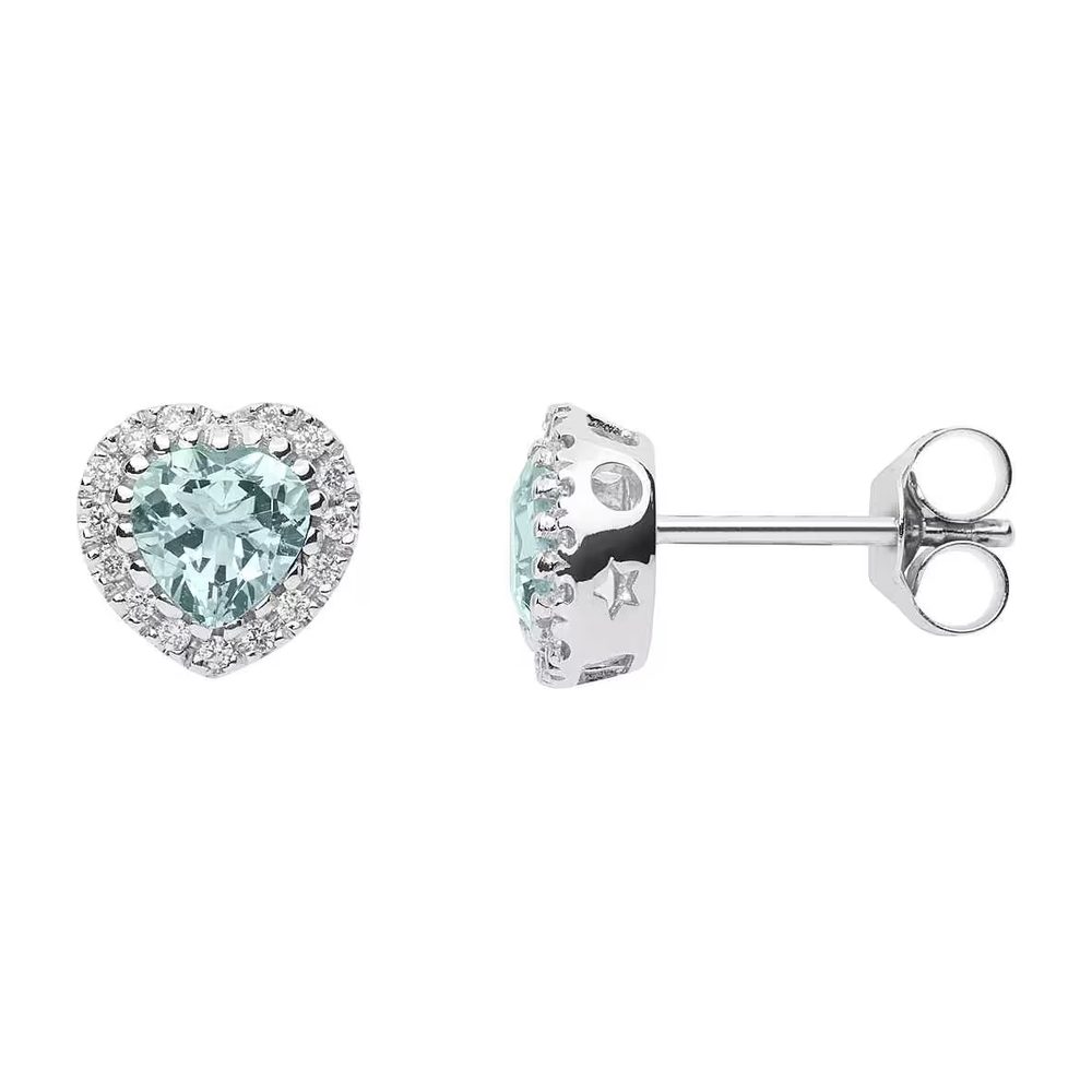Comete Orecchini cuore in Oro 18KT, Diamanti bianchi e Acquamarina – ORQ251