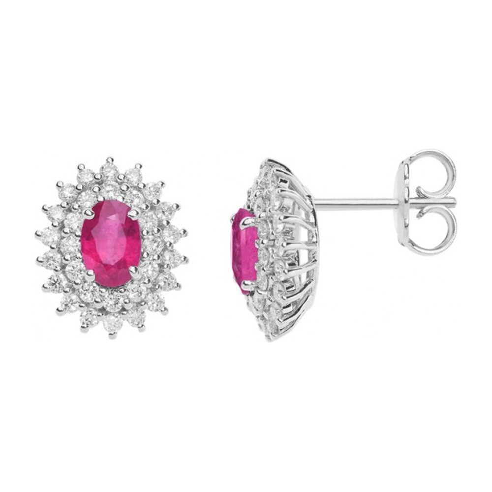 Comete Orecchini in Oro 18KT, Diamanti bianchi e Rubini ovali – ORB1057