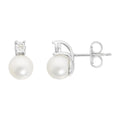 Comete Orecchini in Oro 9KT, Diamanti bianchi e Perle coltivate Ø 6/6,5 mm – KORP010