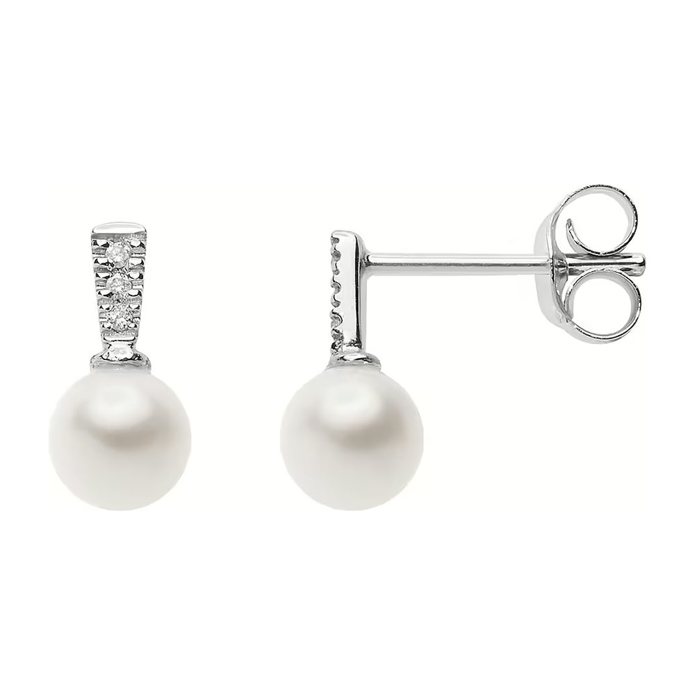 Comete Orecchini punto luce in Oro 18KT, Diamanti bianchi e Perle coltivate – ORP758