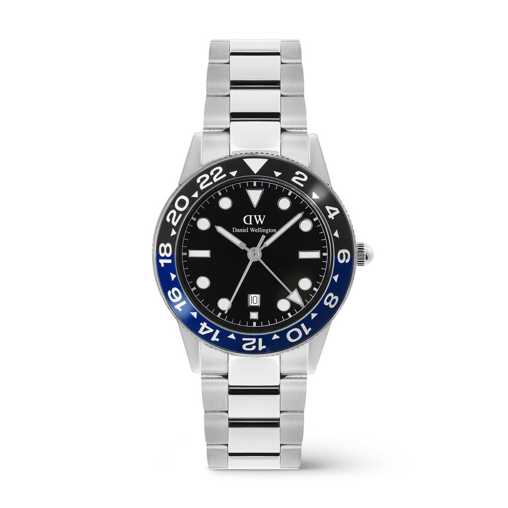Daniel Wellington | Iconic GMT Link Black Blue Ceramic Bezel Silver