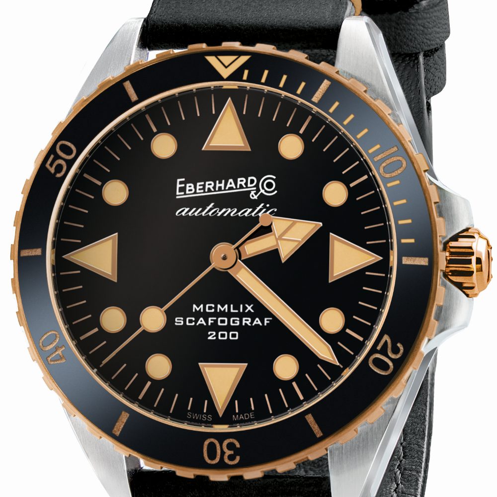 Eberhard & Co. Scafograf 200 MCMLIX Bronze Edition 41147.01 CP – vista frontale con lunetta in bronzo