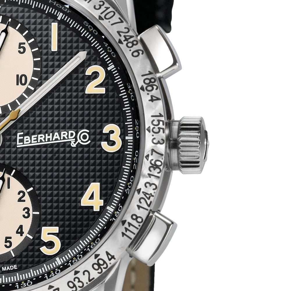 Eberhard & Co. Tazio Nuvolari Gold Car Collection 31176.02 CP – corona a vite e pulsanti del cronografo