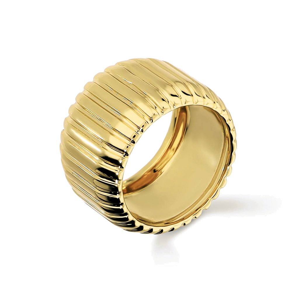 ETRUSCA | Anello a Fascia Finitura Plissé Placcato Oro 18Kt