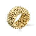 ETRUSCA | Anello a Fascia Maglia Grana di Riso Placcato Oro 18Kt