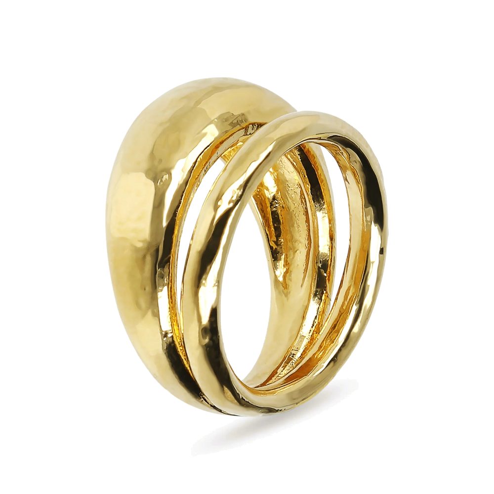 ETRUSCA | Anello a Fascia Martellato Design Doppio
