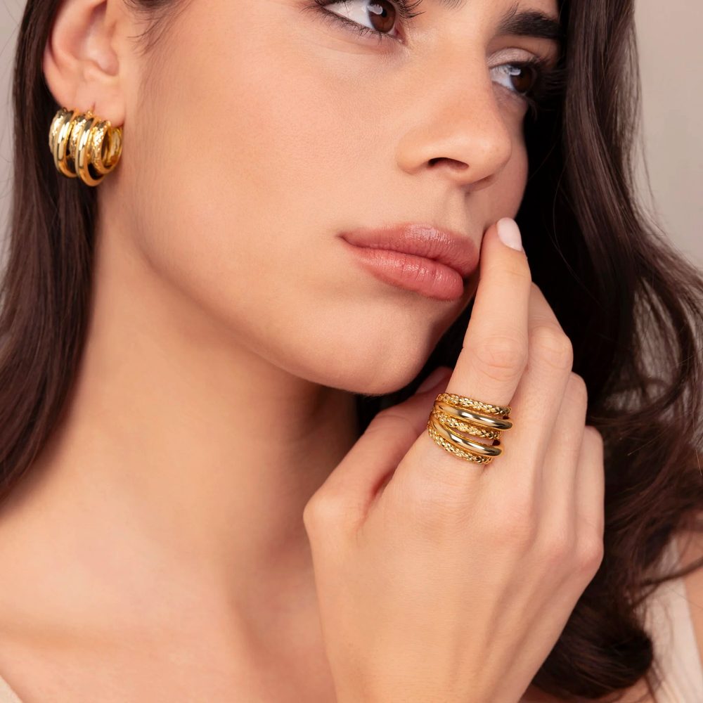 ETRUSCA | Anello Multifilo Martellato