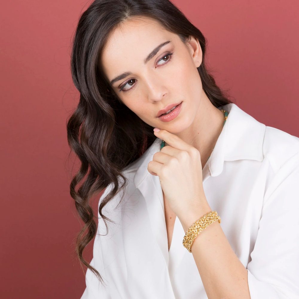 ETRUSCA | Bracciale a Fascia Doppia Catena Bizantina