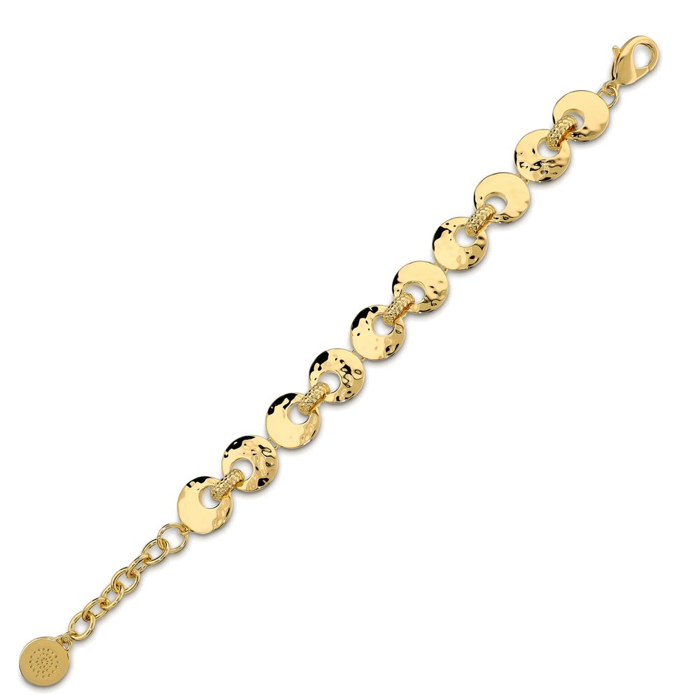 ETRUSCA | Bracciale con Dischi e Rondelle Finitura Martellata e Pallinata