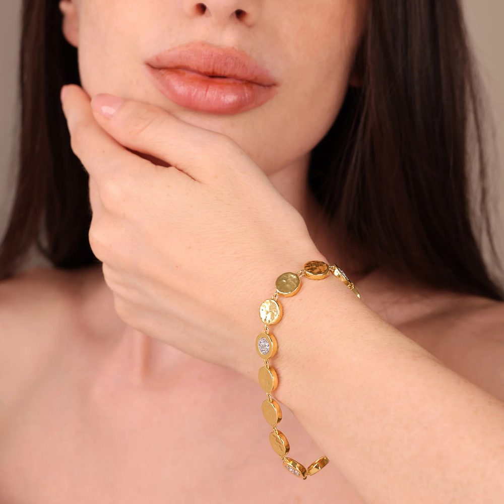ETRUSCA | Bracciale Eclissi Dorata con Pavé di Cubic Zirconia