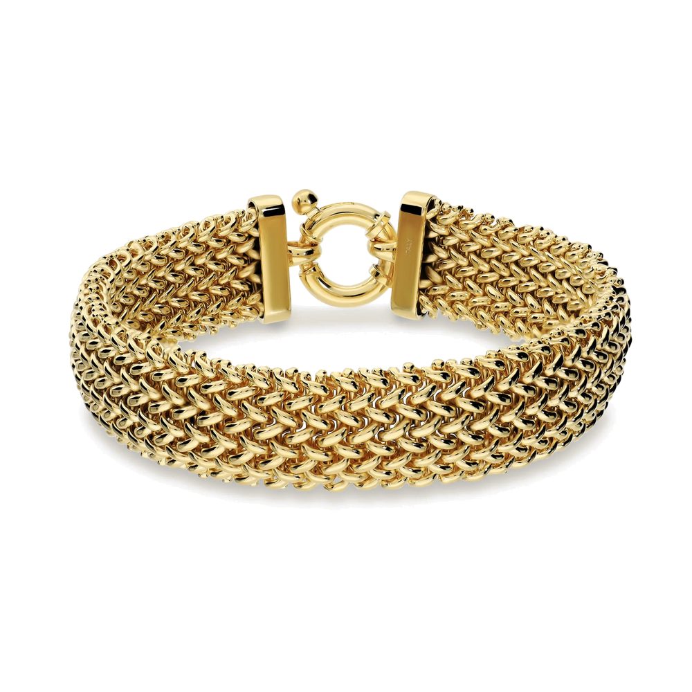 ETRUSCA | Bracciale Maglia Grana di Riso Bombata Placcato Oro 18Kt