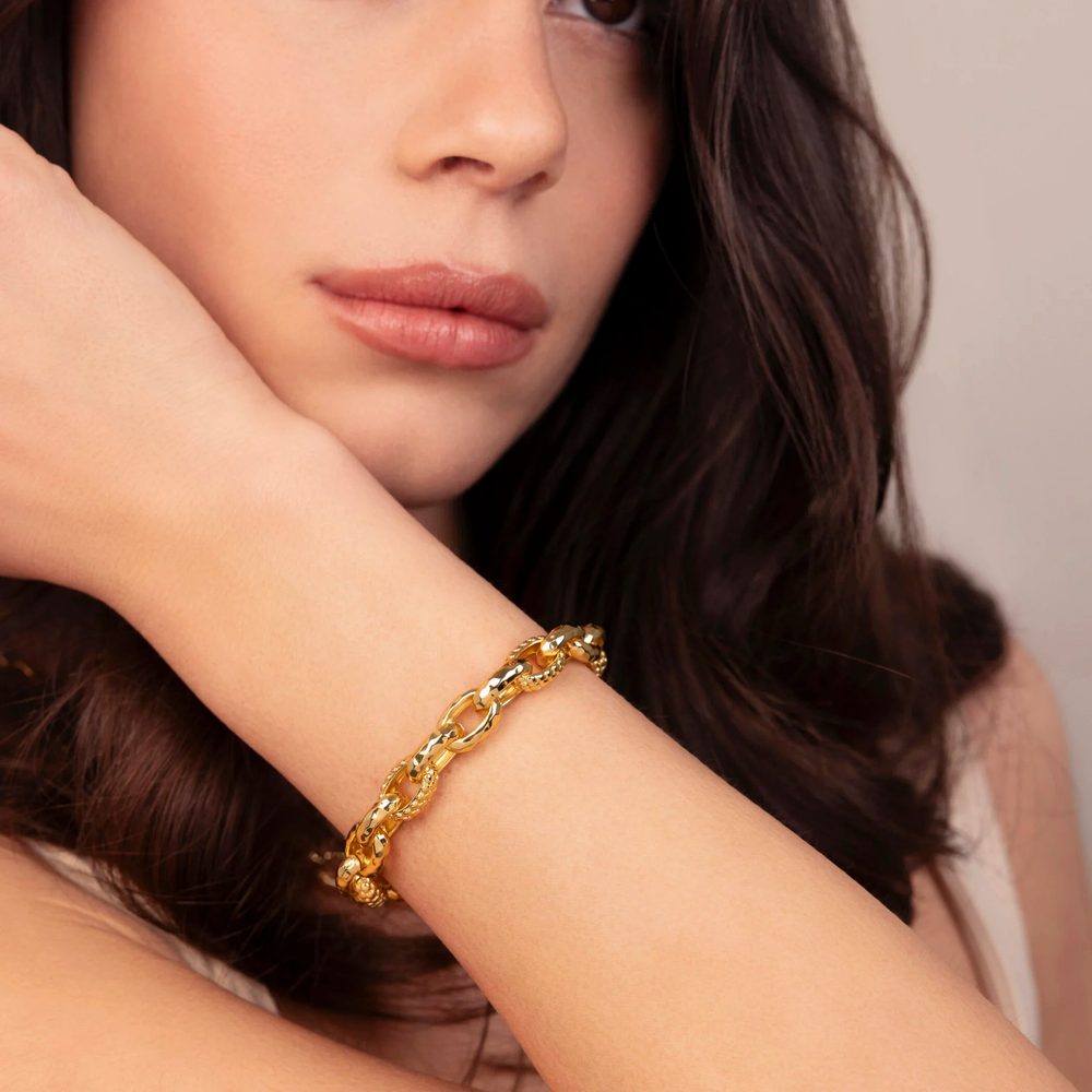 ETRUSCA | Bracciale Maglie Ovali Finitura Martellata e Pallinata
