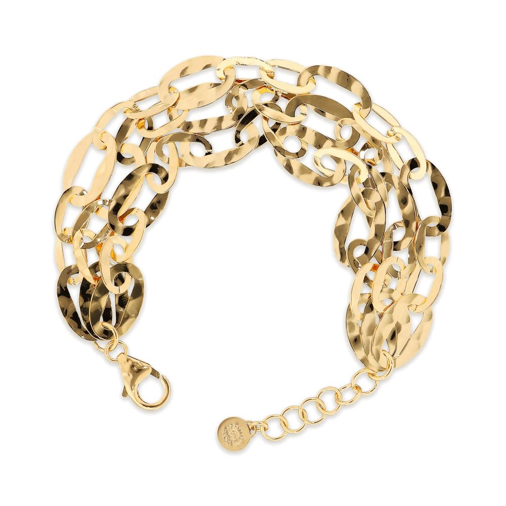 ETRUSCA | Bracciale Multifilo Catena Ovale Martellata