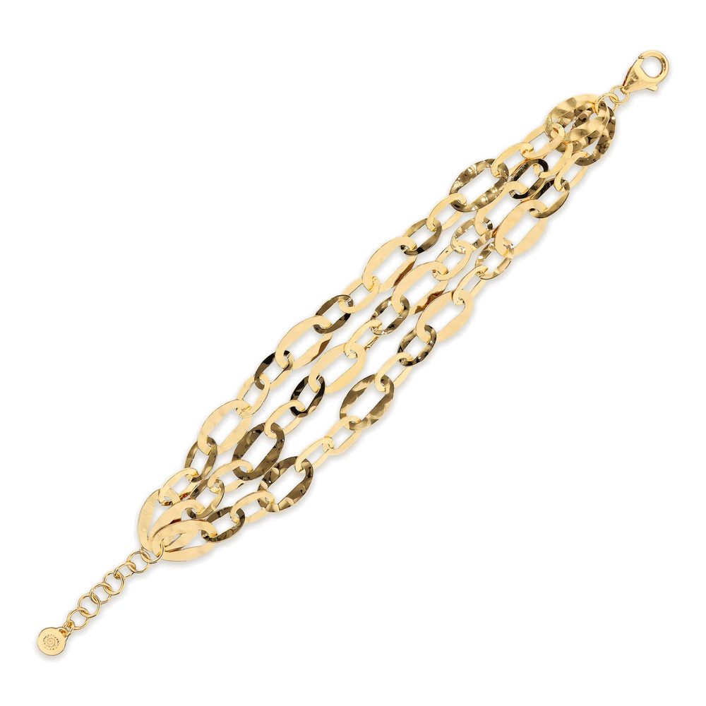 ETRUSCA | Bracciale Multifilo Catena Ovale Martellata