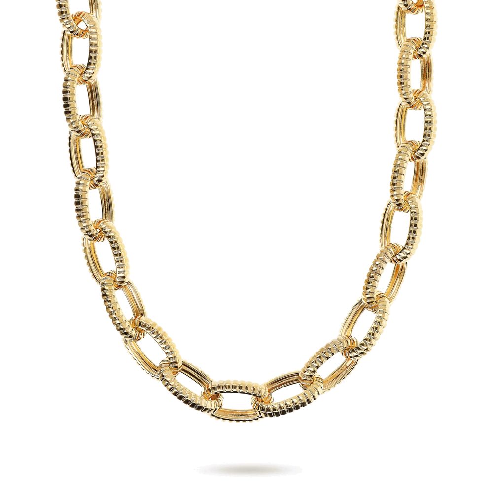 ETRUSCA | Collana Girocollo Maglie Ovali Texture Rigata