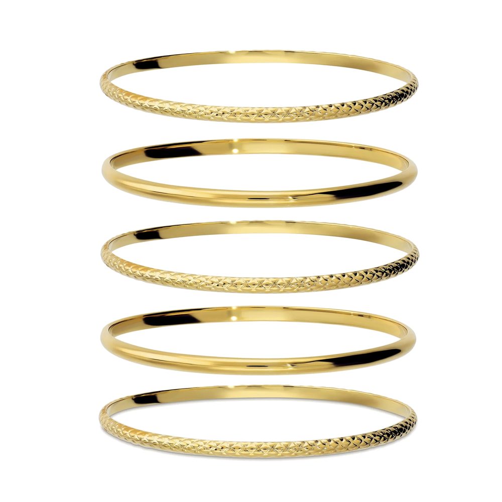 ETRUSCA | Set 5 Bangle Lucidi e Martellati