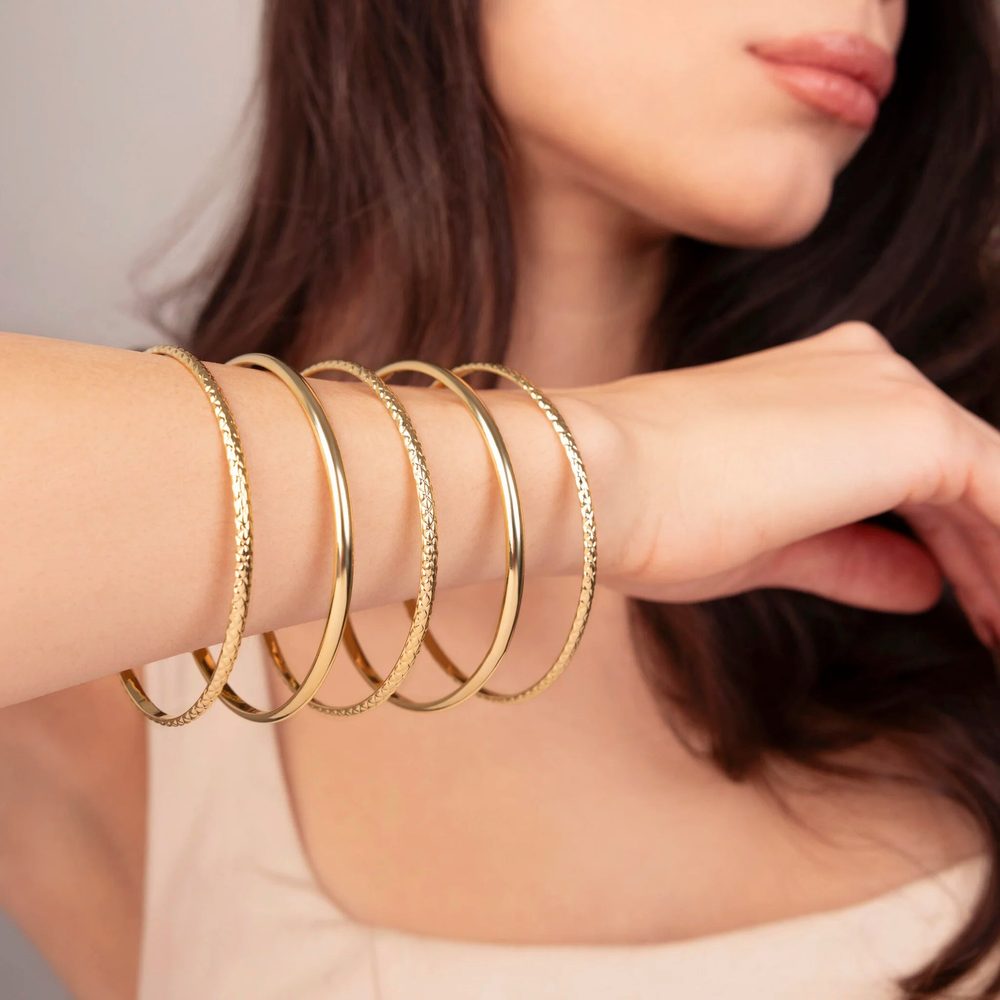 ETRUSCA | Set 5 Bangle Lucidi e Martellati