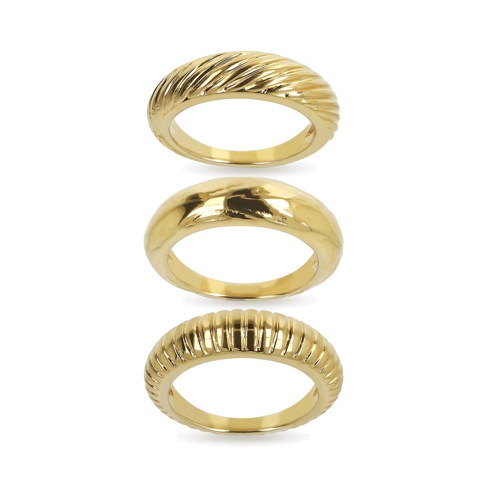 ETRUSCA | Set di Anelli Fedine Martellati e Rigati