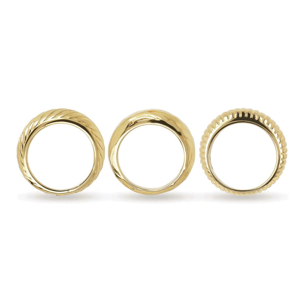 ETRUSCA | Set di Anelli Fedine Martellati e Rigati