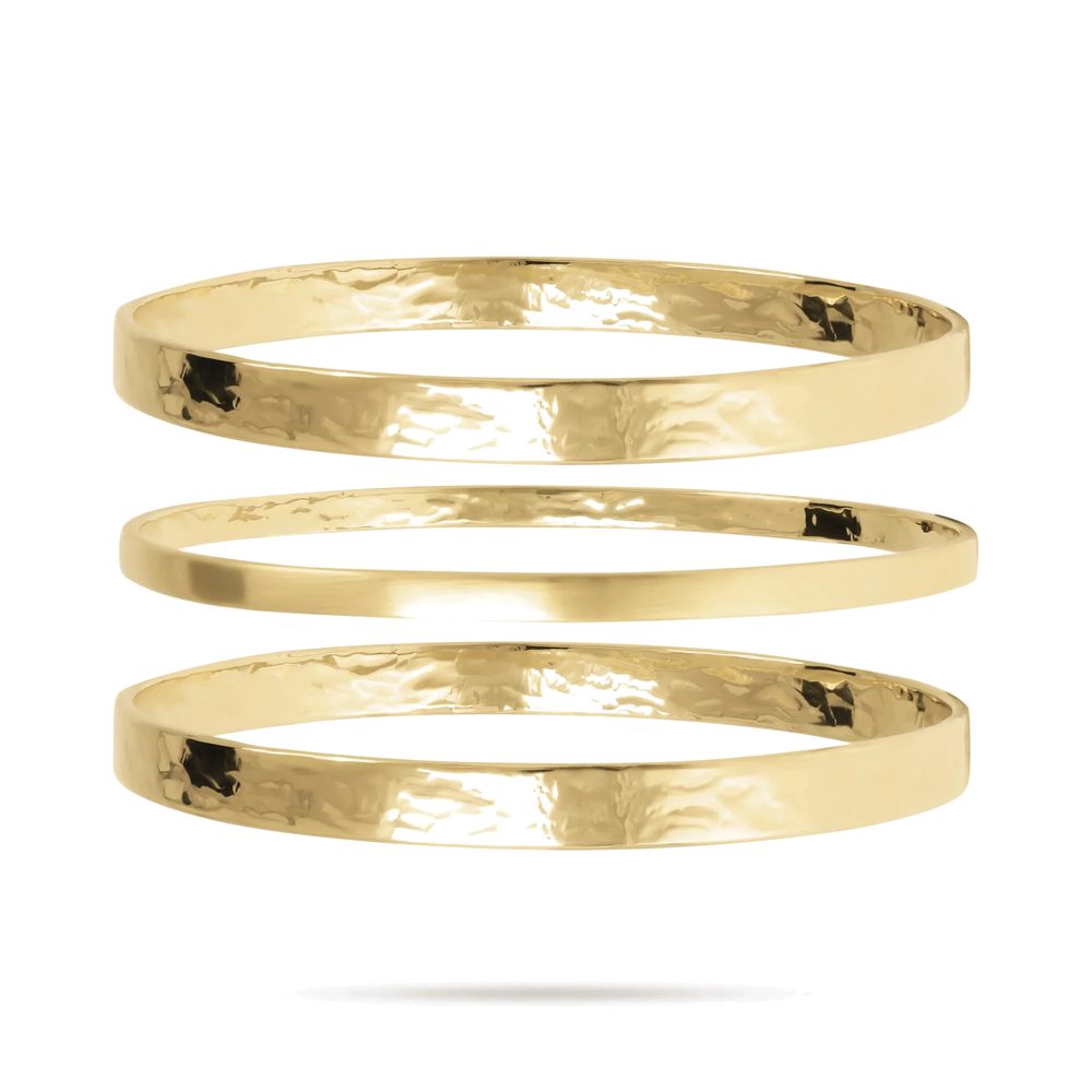 ETRUSCA | Set Tre Bracciali Rigidi Martellati e Satinati