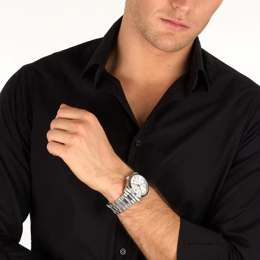 LUCIEN ROCHAT | Bienne Automatico 39 mm quadrante argento - foto 4