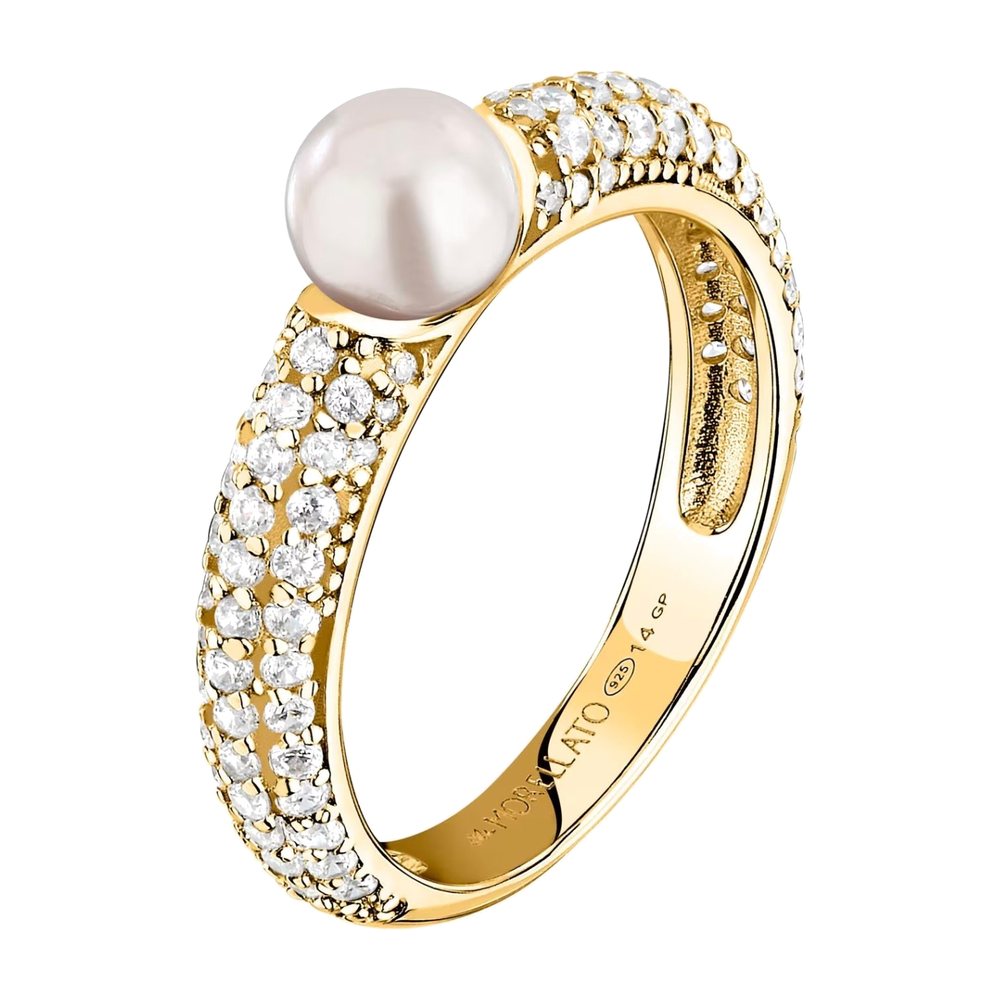 Anello Perla in Argento Dorato e Zirconi Bianchi – Morellato SXU51