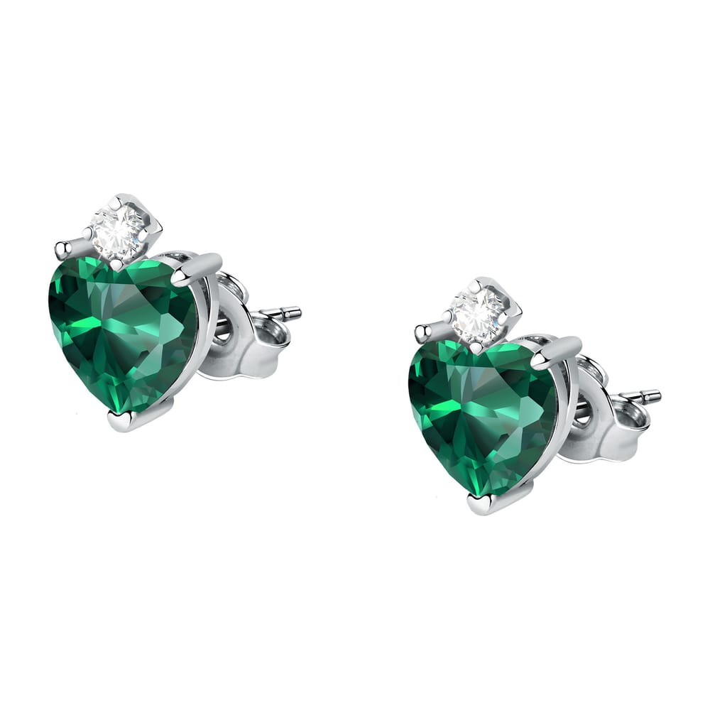 Orecchini Nobile a Lobo Cuore in Argento e Zirconi Verdi – Morellato SAIW164