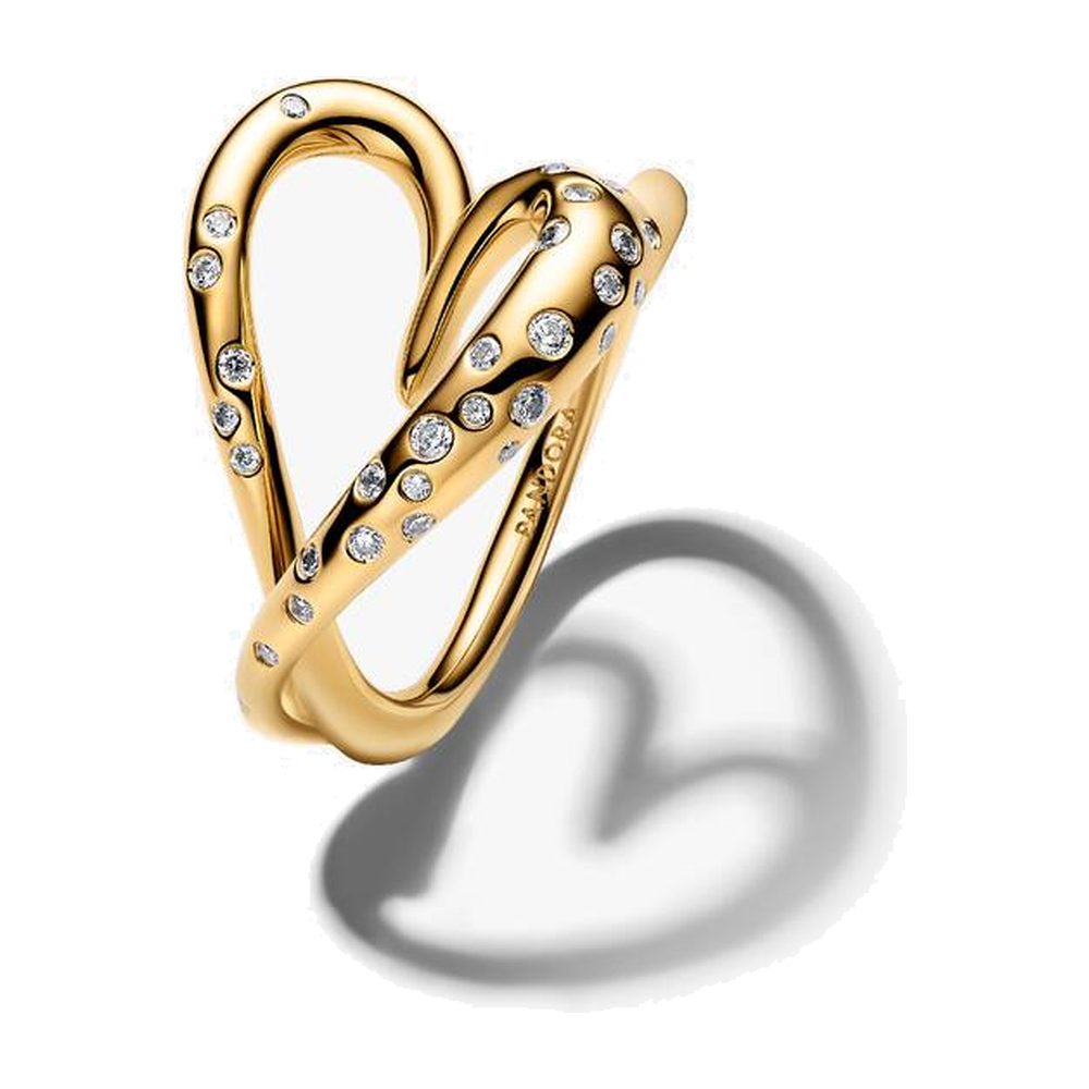 Anello Cuore Linea Sinuosa con Pietre Luminose Pandora 164675C01