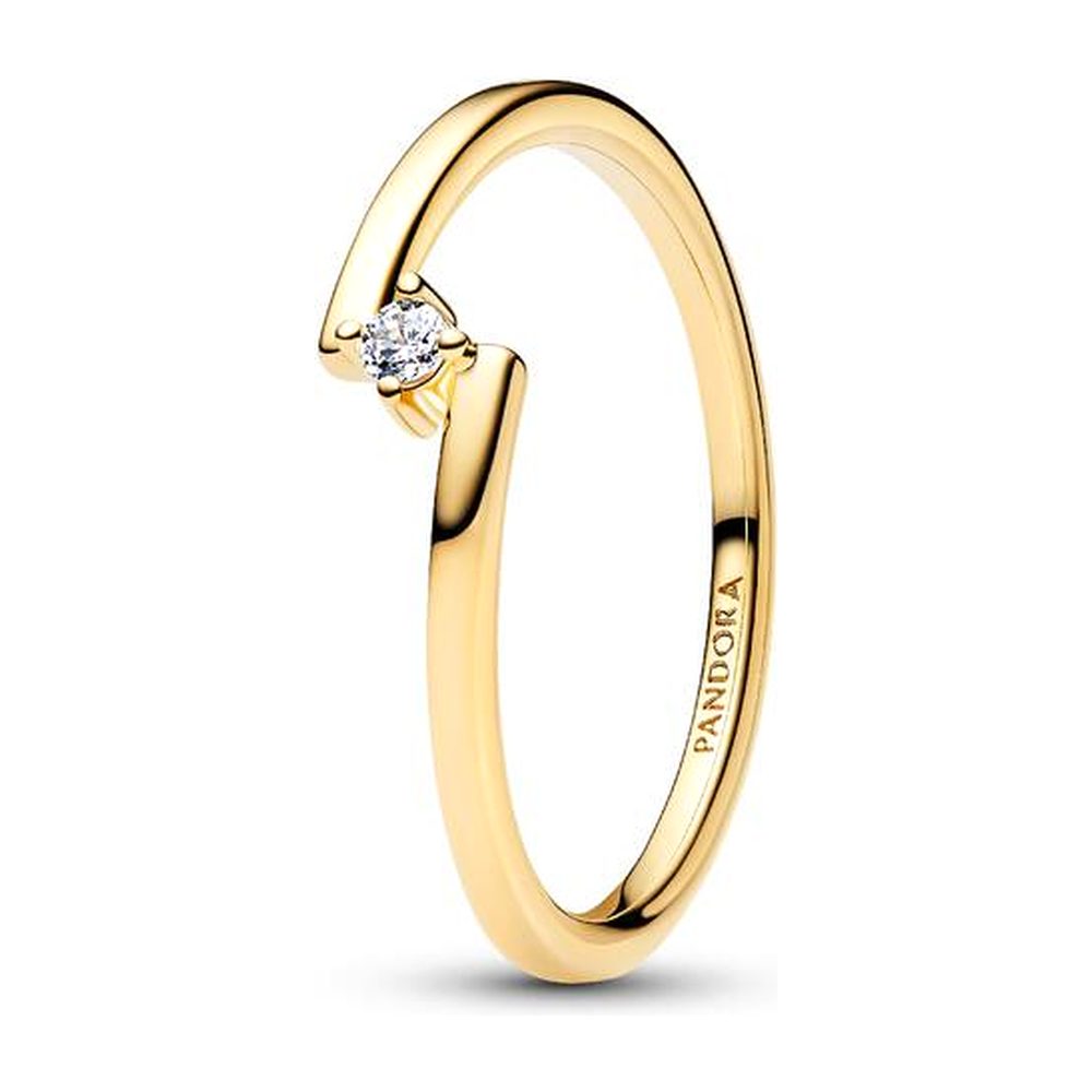 Anello Solitario Fascia Asimmetrica Dorato Pandora 165110C01