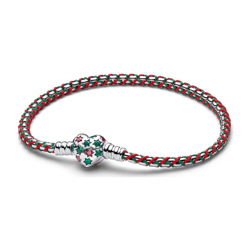 Bracciale Intreccio Tessuto Verde e Rosso Pandora 595068C01