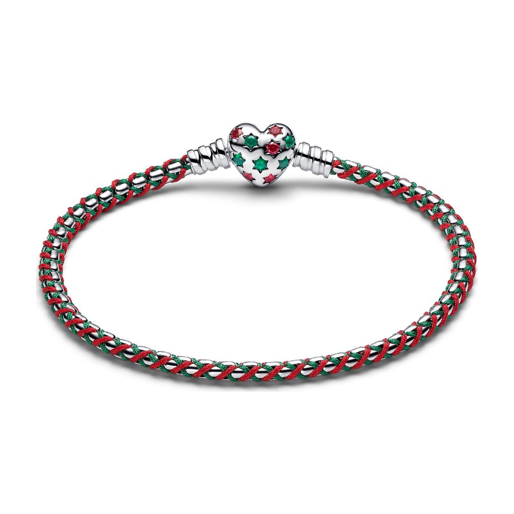 Bracciale Intreccio Tessuto Verde e Rosso Pandora 595068C01 - foto 2