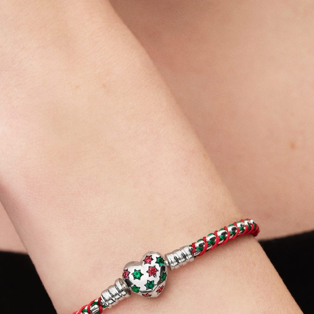 Bracciale Intreccio Tessuto Verde e Rosso Pandora 595068C01 - foto 3