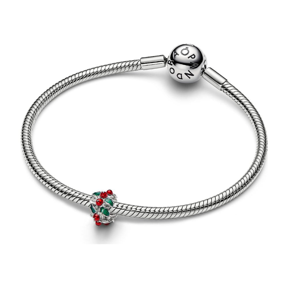 Charm Agrifoglio di Natale con Finitura in Platino Pandora 734974C01 - foto 3