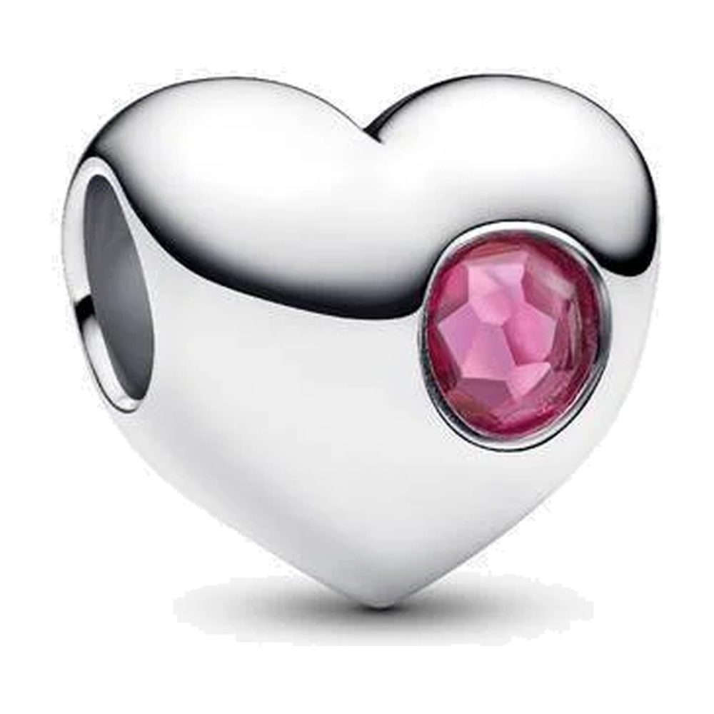 Charm Cuore con Pietra Rosa Scuro Ottobre da Incidere Pandora 794161C10