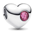 Charm Cuore con Pietra Rosa Scuro Ottobre da Incidere Pandora 794161C10