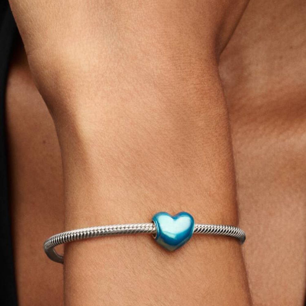 Charm Cuore Metallico Azzurro Pandora 793337C06 - foto 2