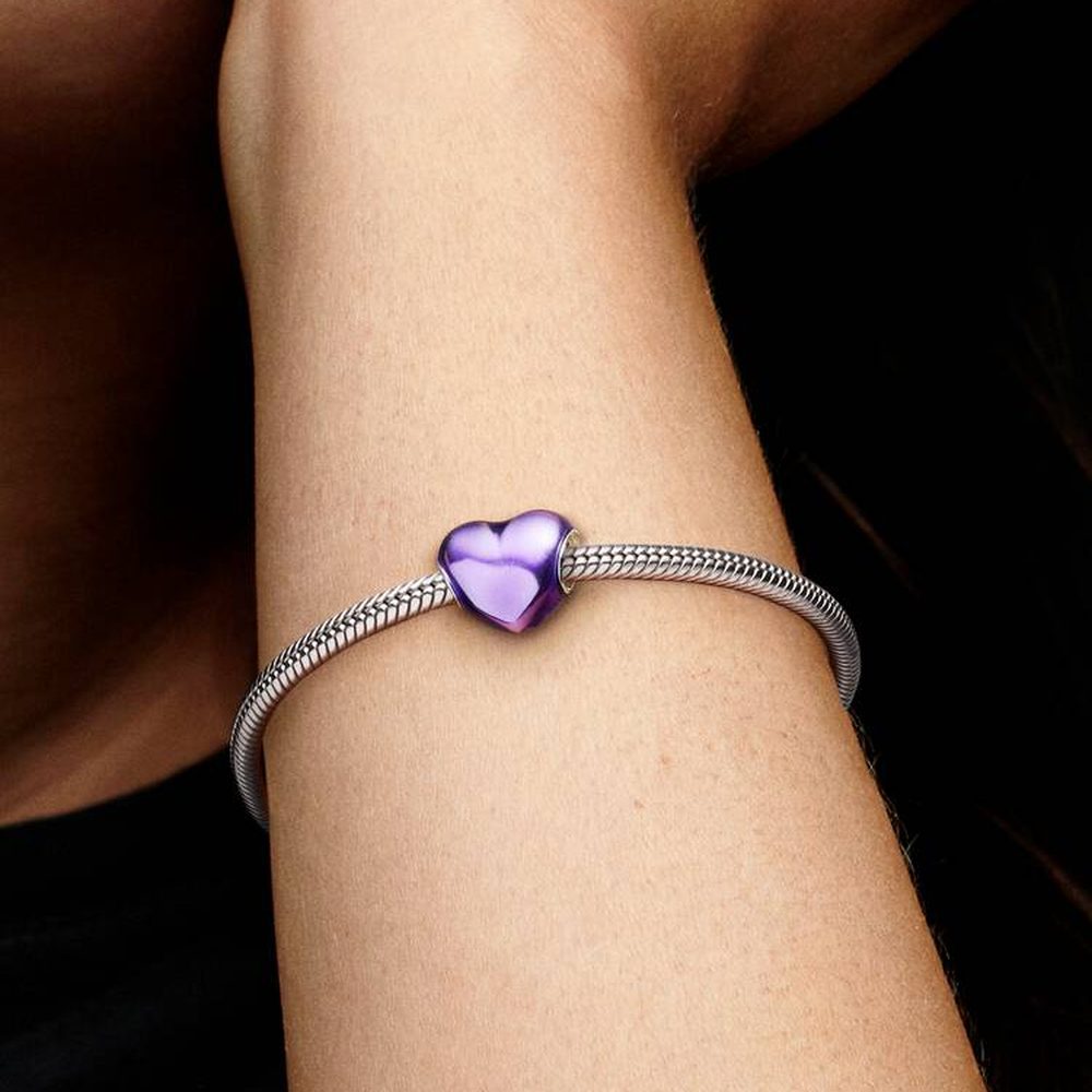 Charm Cuore Metallico Viola Pandora 793337C01 - foto 2