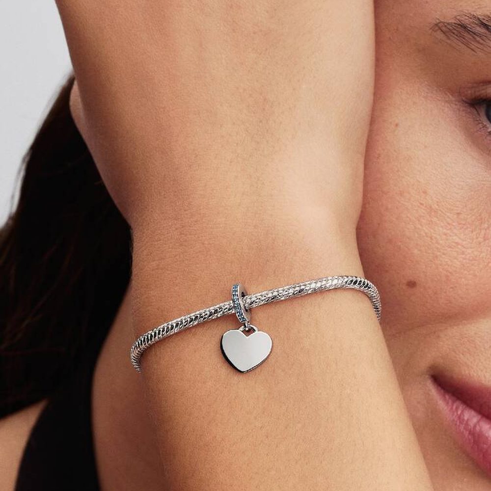 Charm Cuore Pendente da Incidere Blu Pandora 793926C03 - foto 2