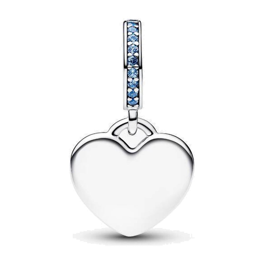 Charm Cuore Pendente da Incidere Blu