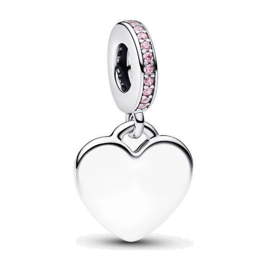 Charm Cuore Pendente da Incidere Rosa