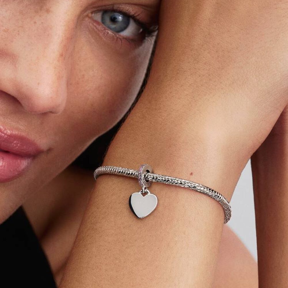 Charm Cuore Pendente da Incidere Rosa Pandora 793926C02 - foto 2