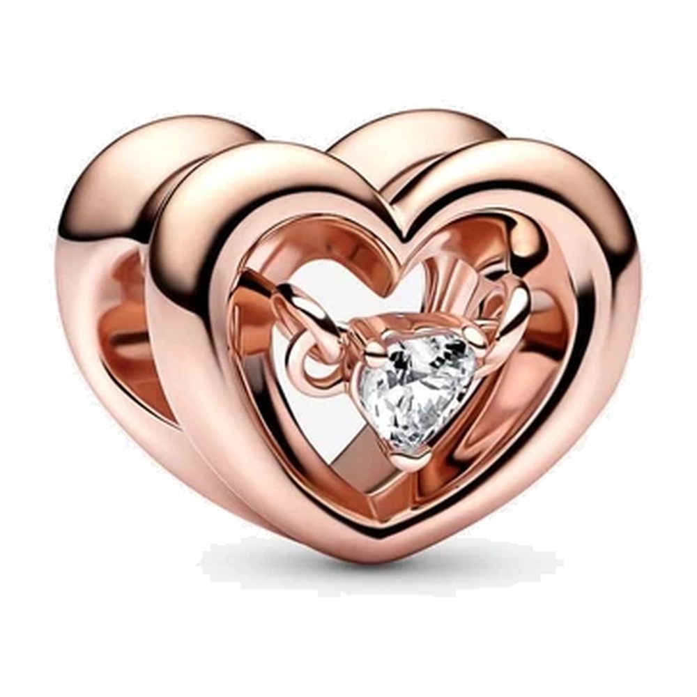 Charm Cuore Splendente con Pietra Oro Rosa Pandora 782493C01